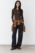 100% Cotton Ribbed Polo Cardigan