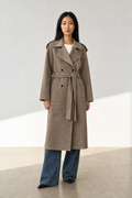 Long Wool Blend Trench Coat