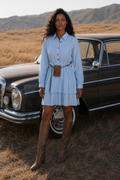Fluid Tiered Shirt Mini Dress
