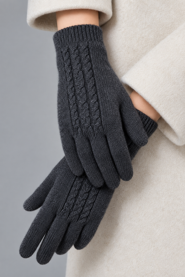 100% Cashmere Cable-Knit Gloves