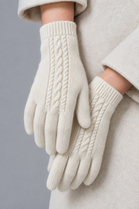 100% Cashmere Cable-Knit Gloves