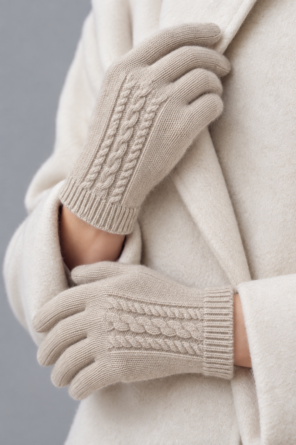 100% Cashmere Cable-Knit Gloves
