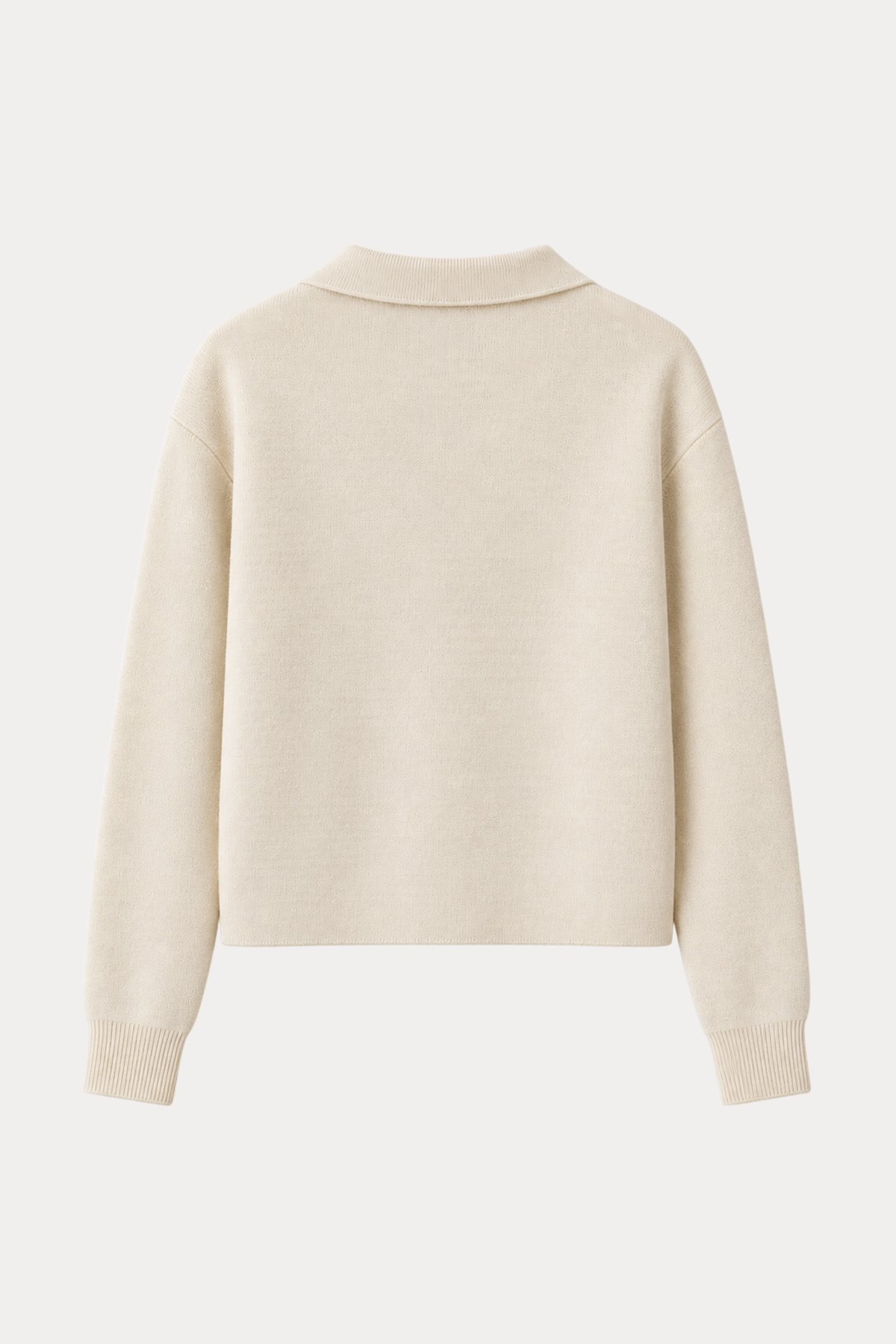 100% Cotton Polo-Collar Knit Cardigan