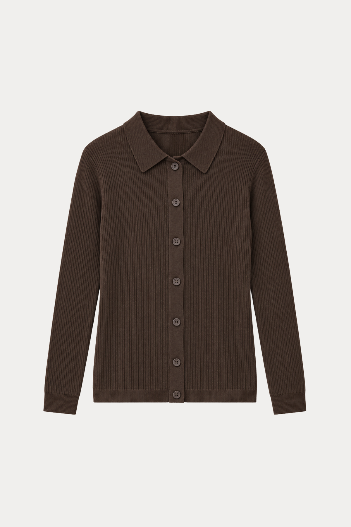 100% Cotton Ribbed Polo Cardigan