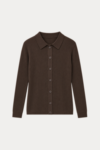 100% Cotton Ribbed Polo Cardigan