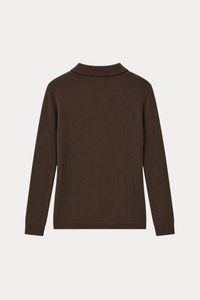 100% Cotton Ribbed Polo Cardigan