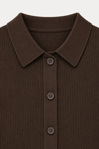 100% Cotton Ribbed Polo Cardigan
