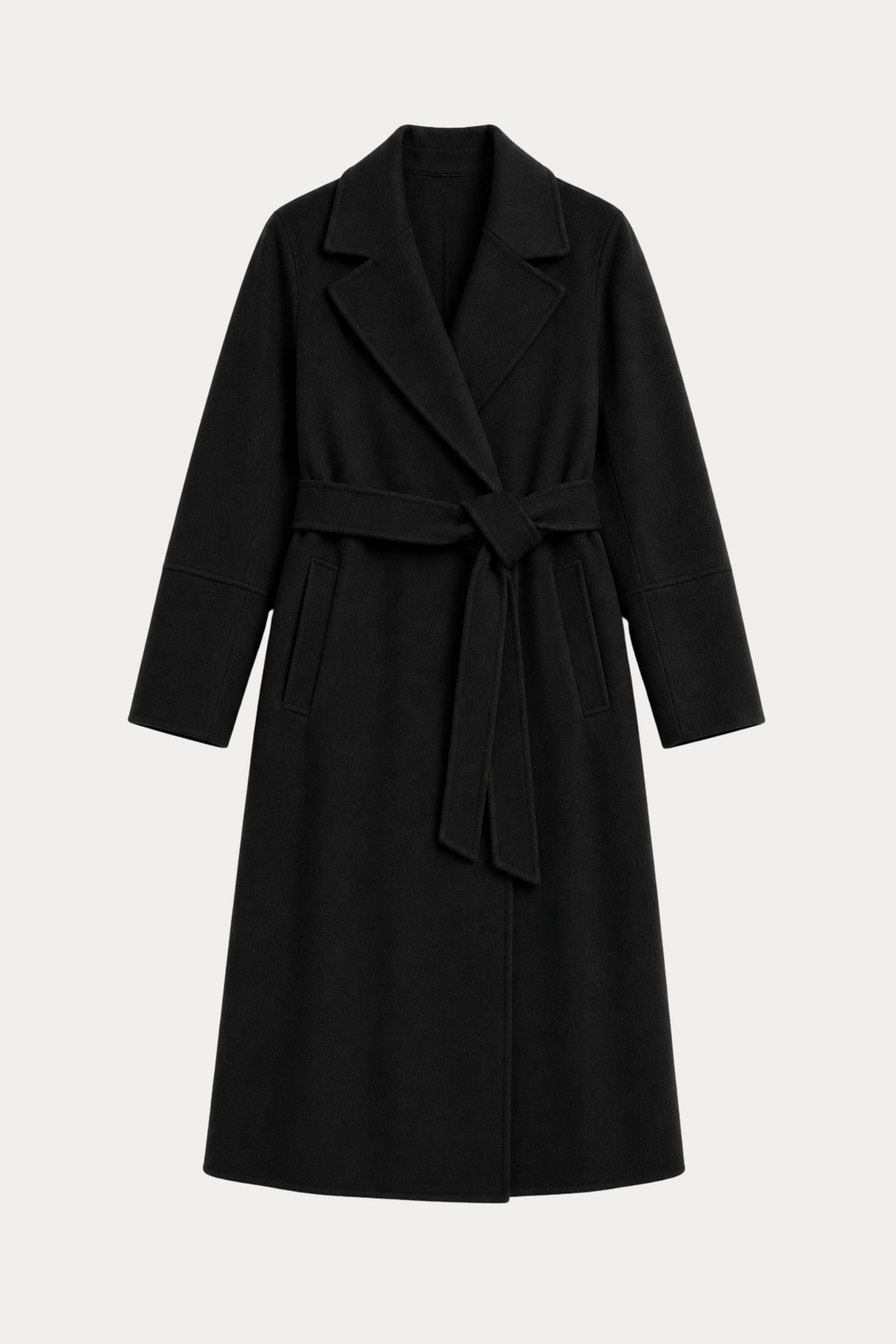 100% Wool Double-Face Coat - Black