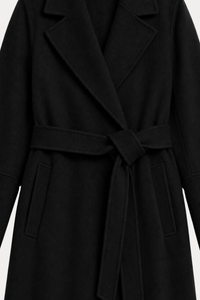 100% Wool Double-Face Coat - Black
