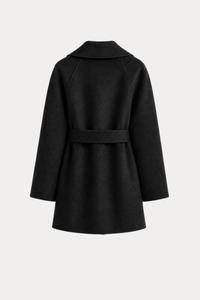 Cashmere-Wool Wavy Coat - Black