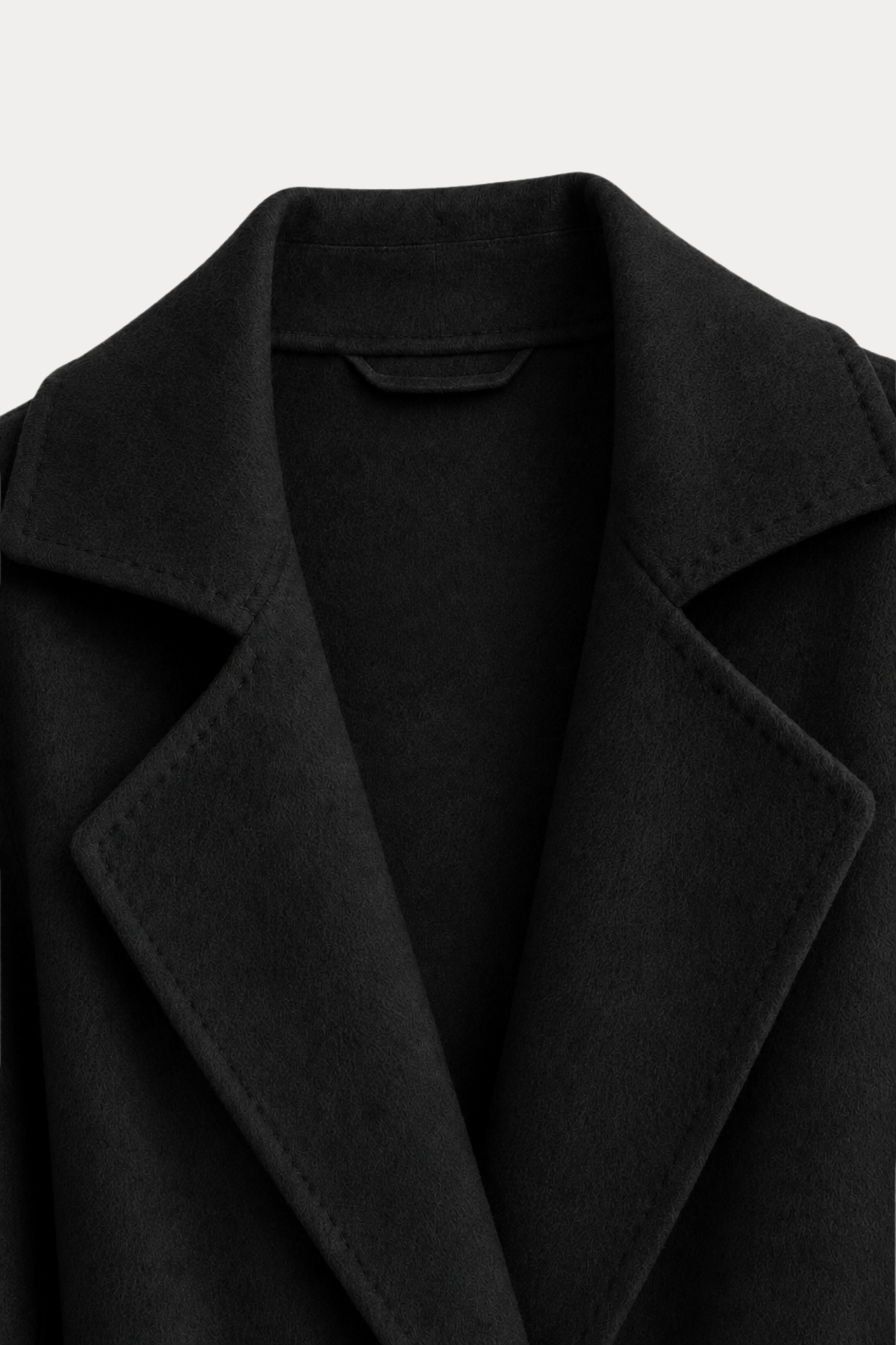 Cashmere-Wool Wavy Coat - Black