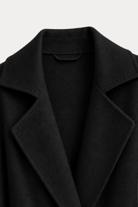 Cashmere-Wool Wavy Coat - Black