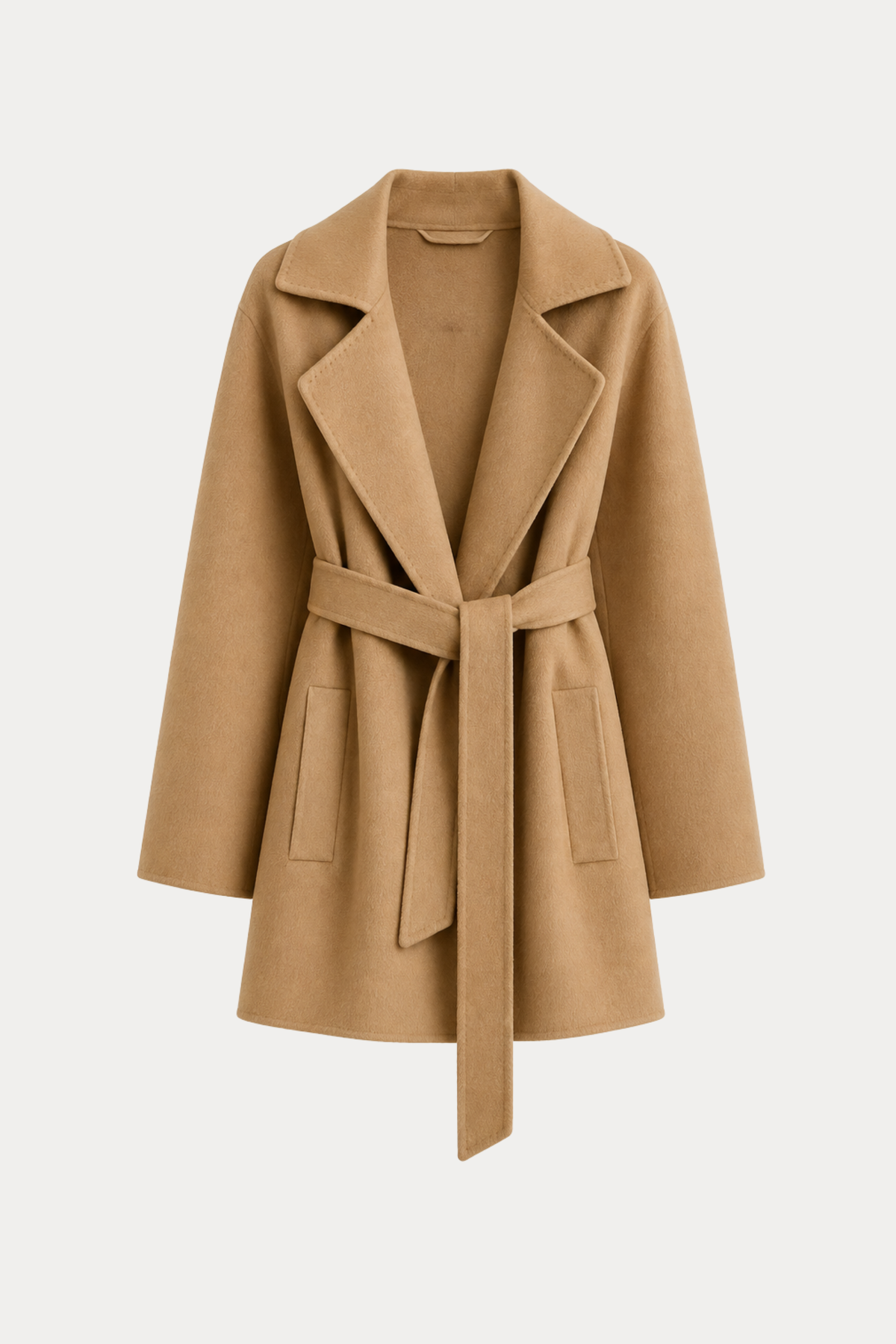 Cashmere-Wool Wavy Coat - Camel