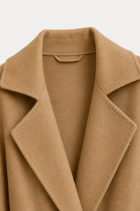 Cashmere-Wool Wavy Coat - Camel