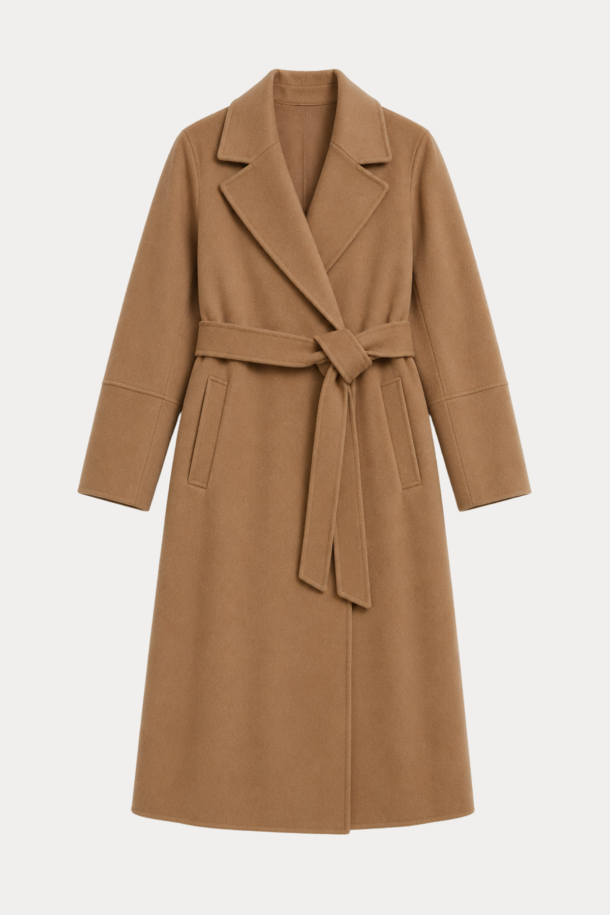 100% Wool Double-Face Coat - Caramel Brown