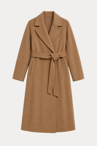100% Wool Double-Face Coat - Caramel Brown