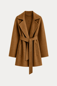 Cashmere-Wool Wavy Coat - Caramel