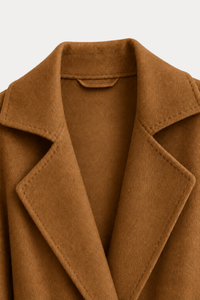 Cashmere-Wool Wavy Coat - Caramel