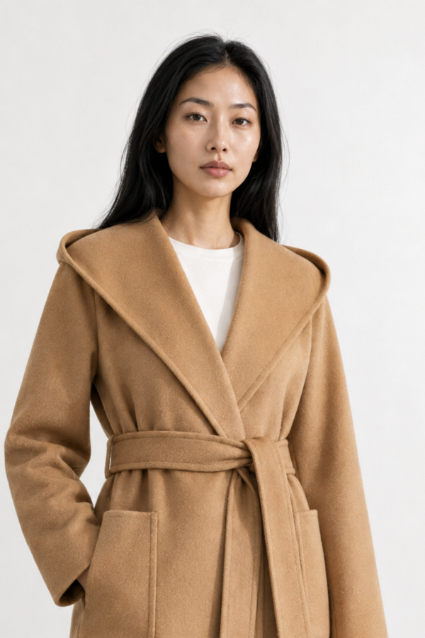 June Park (5'9.5" / 177 cm) wears a size S