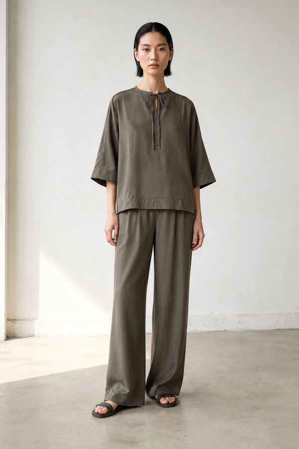 Cupro-Blend Bow Top