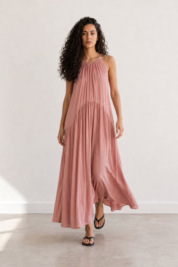 Fluid Gathered Maxi Dress