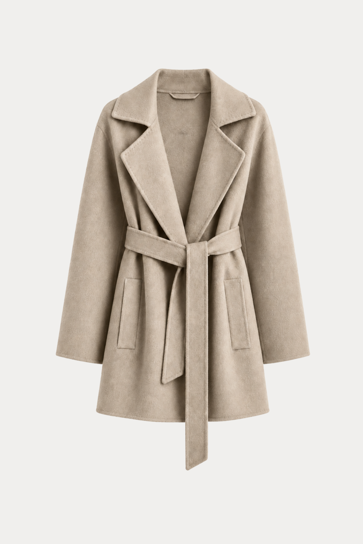 Cashmere-Wool Wavy Coat - Oatmilk