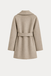 Cashmere-Wool Wavy Coat - Oatmilk