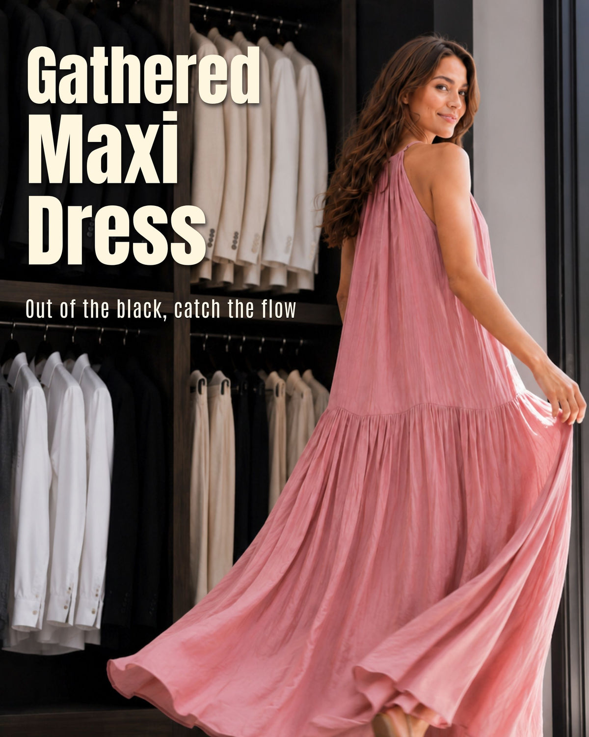 Push - Fluid Gathered Maxi Dress