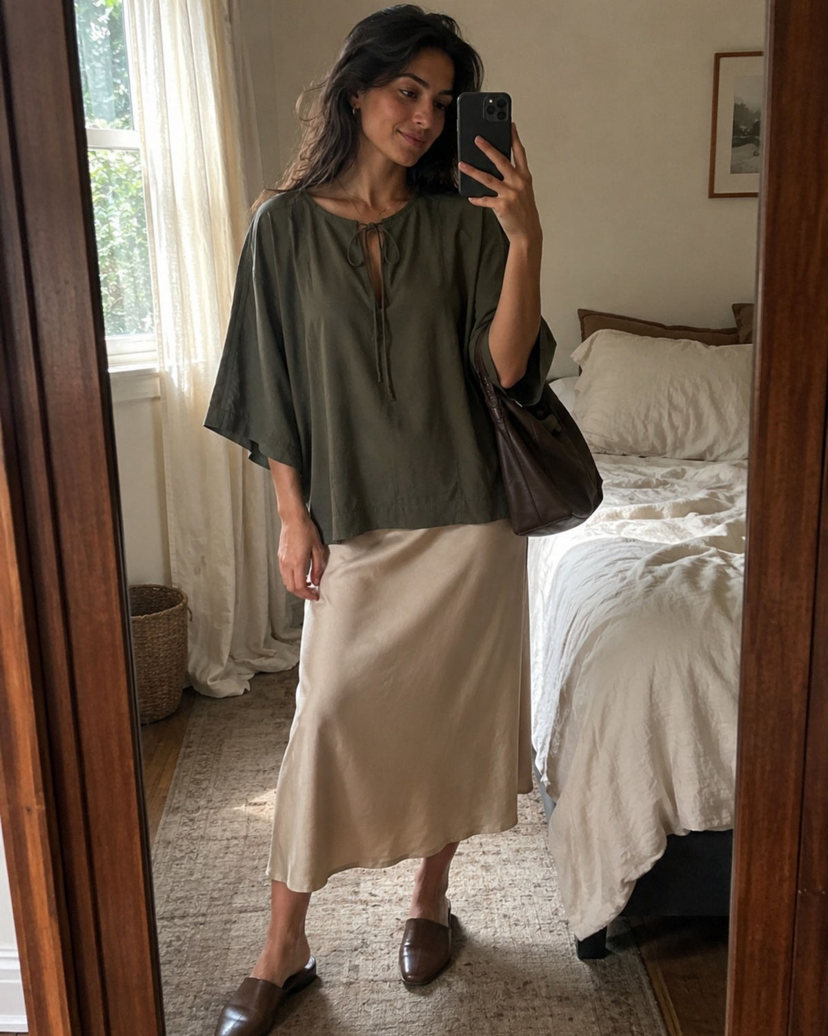 Push - Cupro-Blend Bow Top