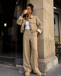 Fluid Baggy Straight Leg Trousers