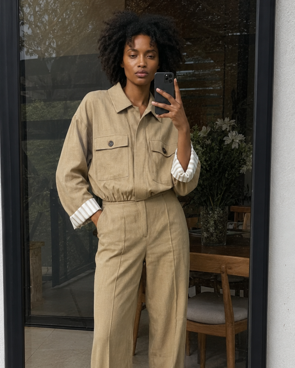 Fluid Baggy Straight Leg Trousers