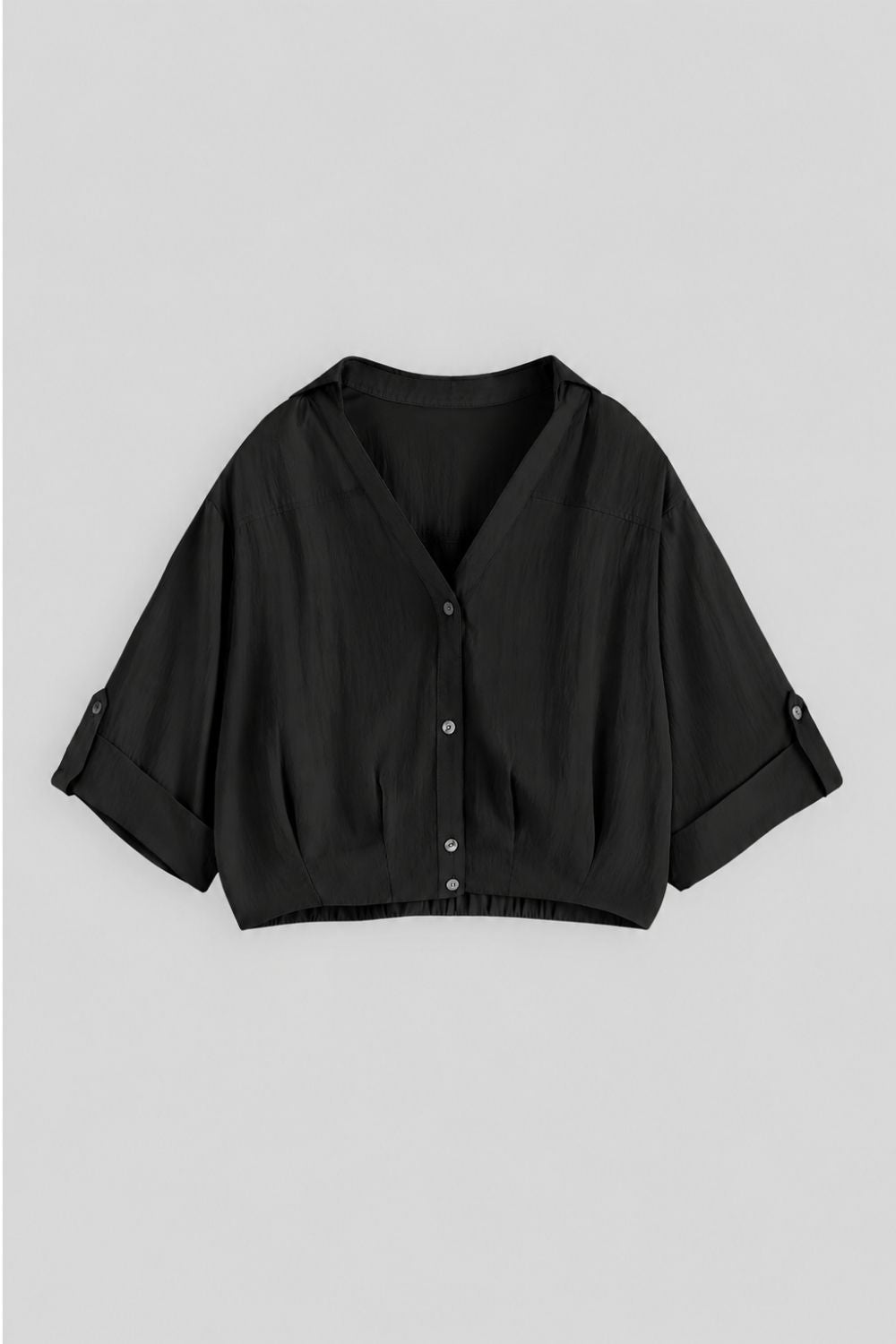Soft Cropped Button-Up Shirt