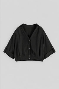 Soft Cropped Button-Up Shirt