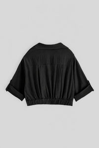 Soft Cropped Button-Up Shirt