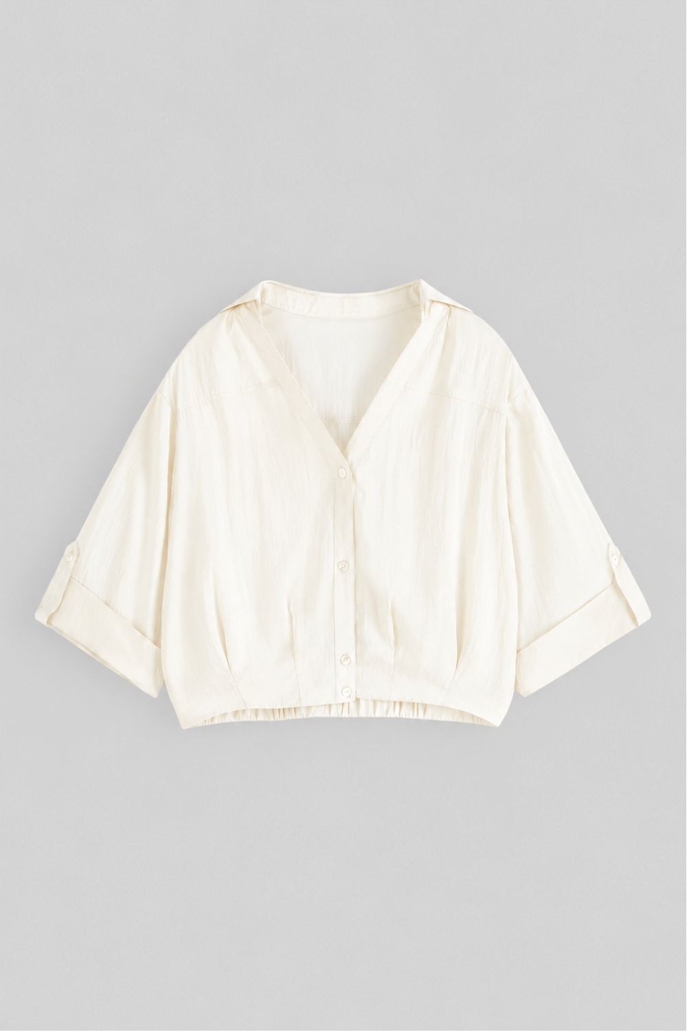 Soft Cropped Button-Up Shirt