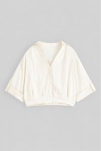 Soft Cropped Button-Up Shirt