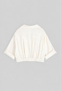 Soft Cropped Button-Up Shirt