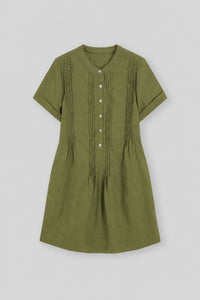 100% Linen Pintuck Mini Dress