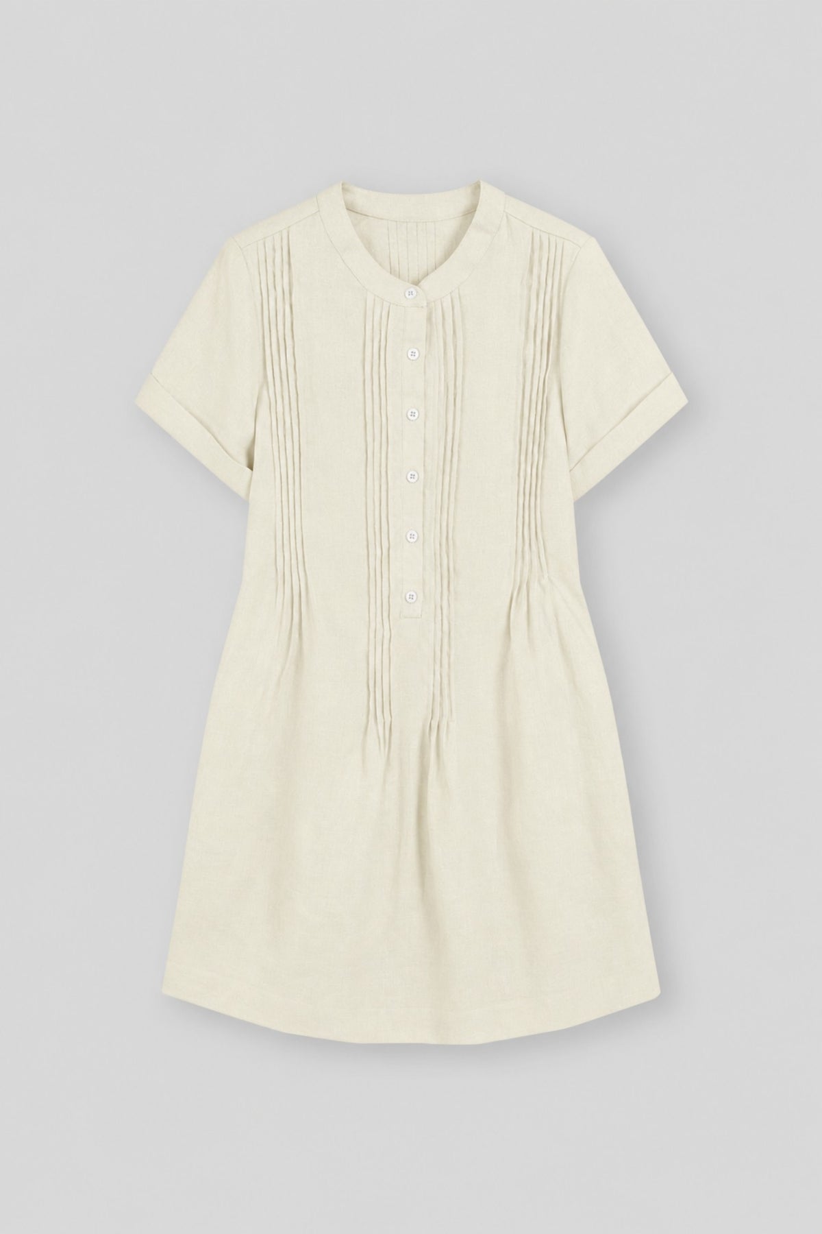 100% Linen Pintuck Mini Dress