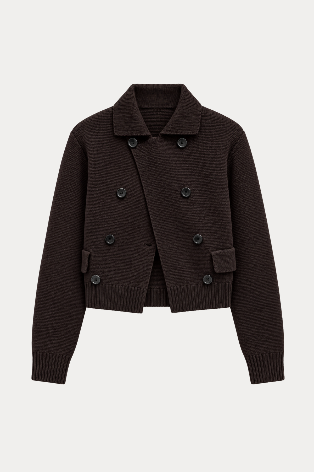 Cotton-Blend Cropped Double-Breasted Jacket