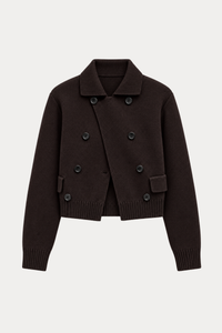 Cotton-Blend Cropped Double-Breasted Jacket