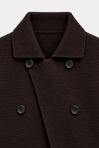 Cotton-Blend Cropped Double-Breasted Jacket