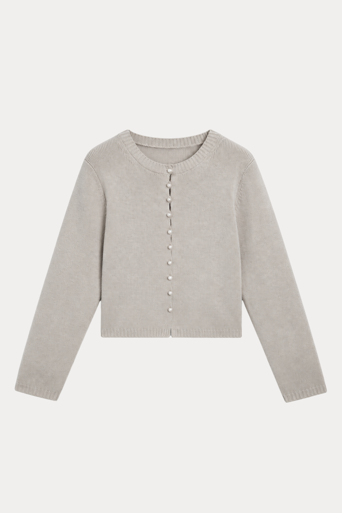 Covered-Button Crewneck Cardigan