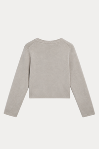 Covered-Button Crewneck Cardigan