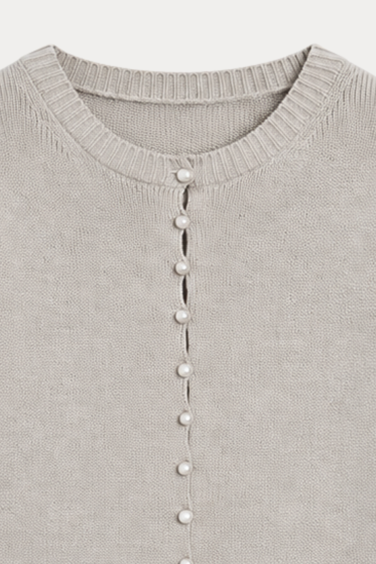 Covered-Button Crewneck Cardigan