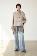 Wool-Blend Cropped Trench Jacket