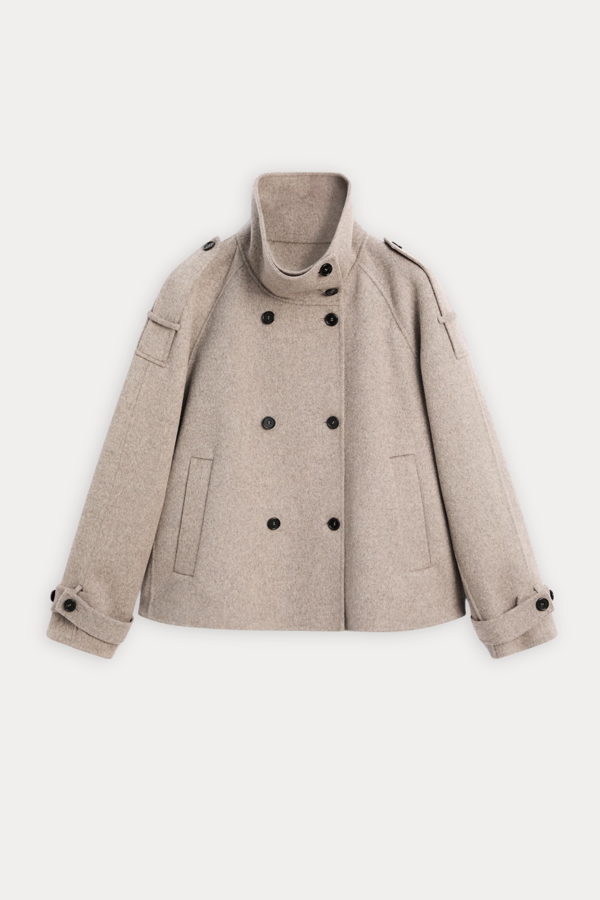 Wool-Blend Cropped Trench Jacket