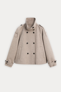 Wool-Blend Cropped Trench Jacket