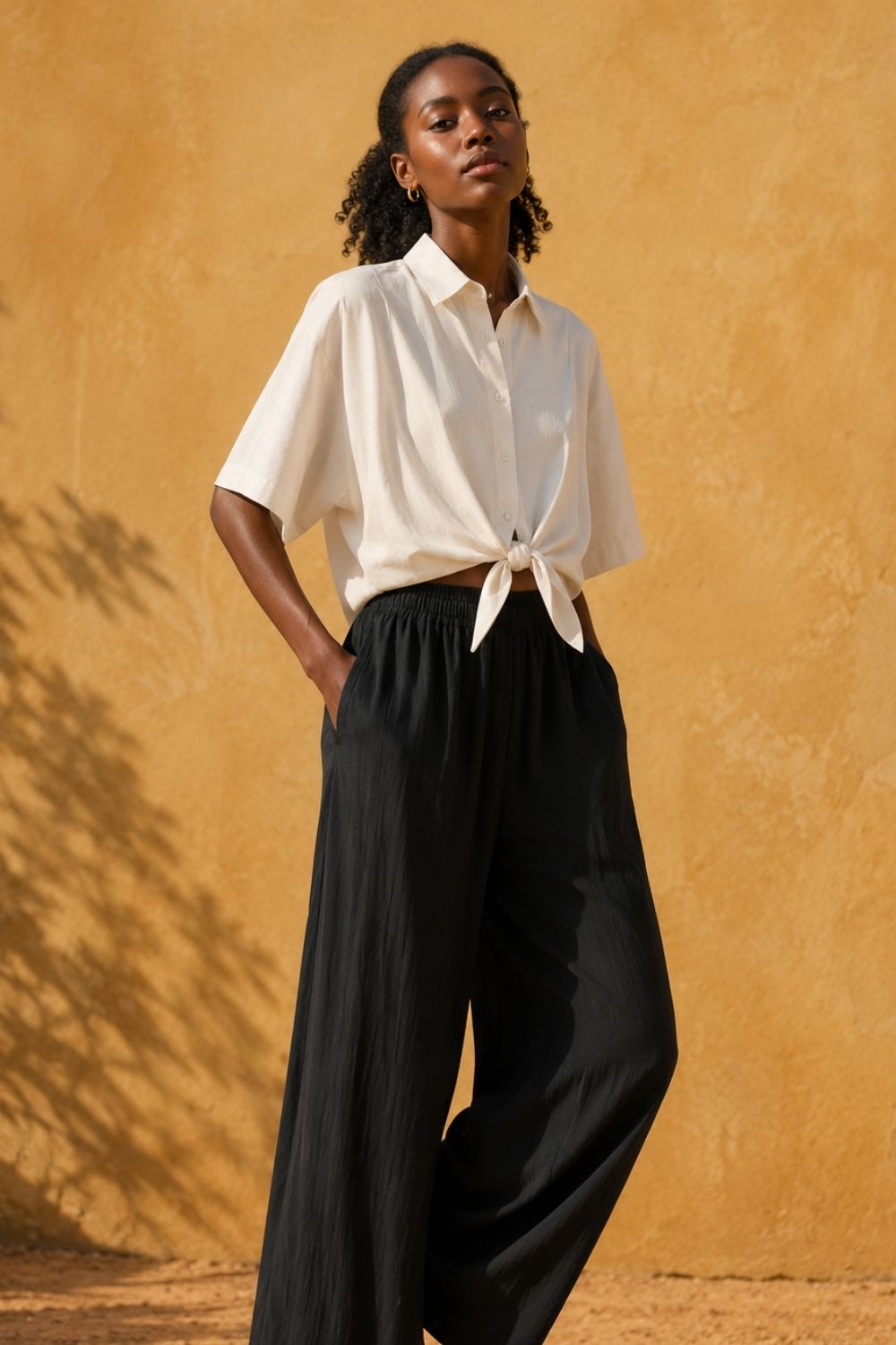 Amara (5'9" / 175 cm) wears a size S