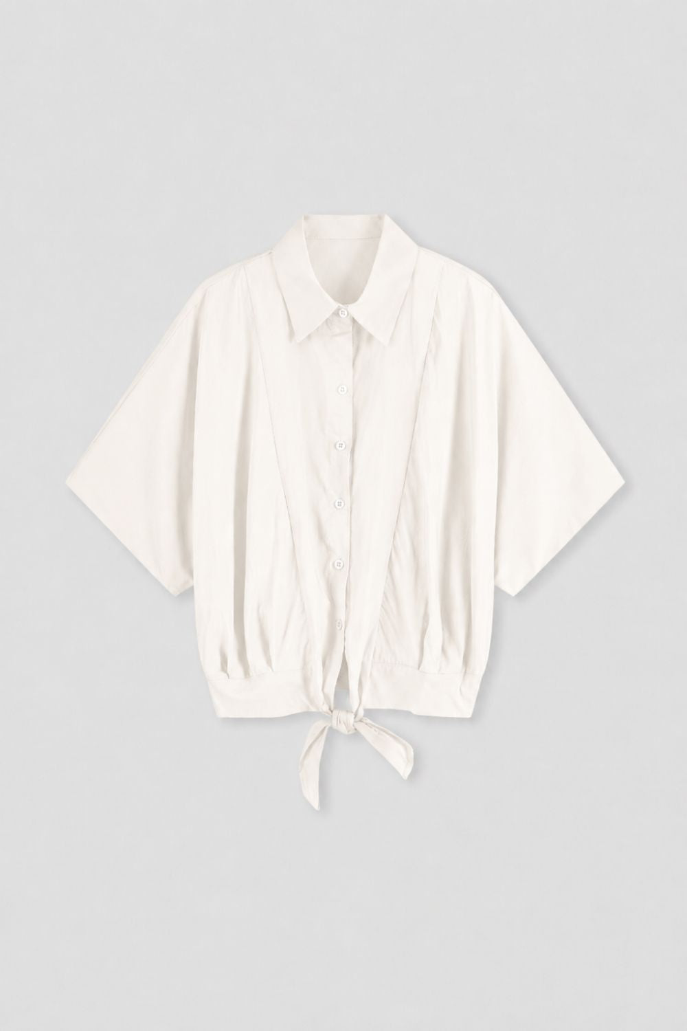 Lyocell-Blend Cropped Knot-Front Shirt